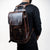 Vintage Distressed Leather Flap-Top Backpack with Buckle Straps