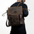 Men's Textured Leather Flap Backpack with Front Zipper