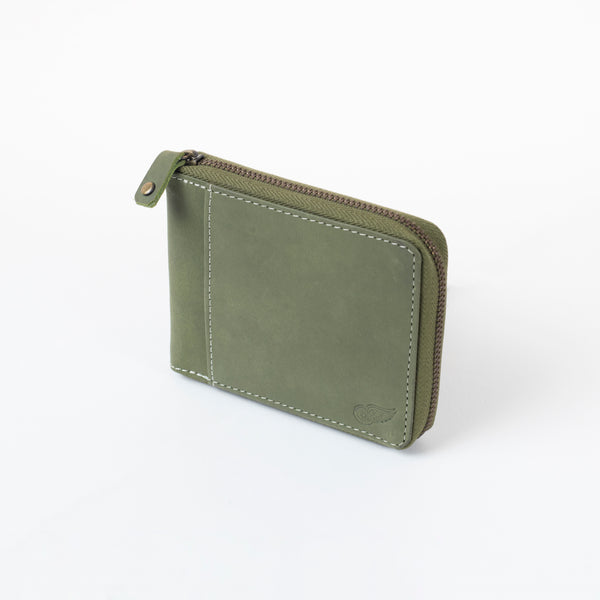 Stylish Tan Genuine Leather Zipper Wallet with ID Window & Card Slots