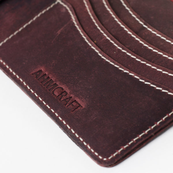 AHM CRAFT Rancher Crazy Horse Genuine Leather Bi-Fold Wallet with Multiple Card Slots