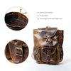 Handcrafted Rustic Leather Backpack with Buckled Pockets