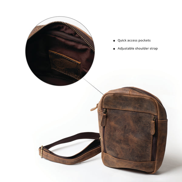 Men's Vintage Leather Chest Bag / Sling Bag